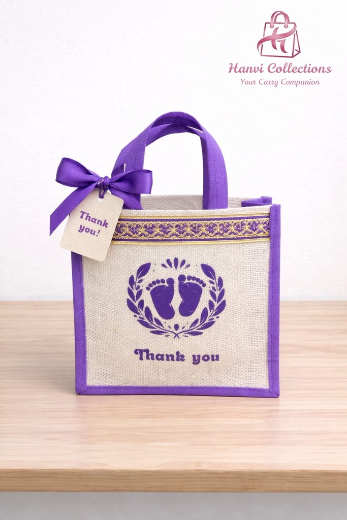 Jute Bag - Baby Foot print (Assorted colors)