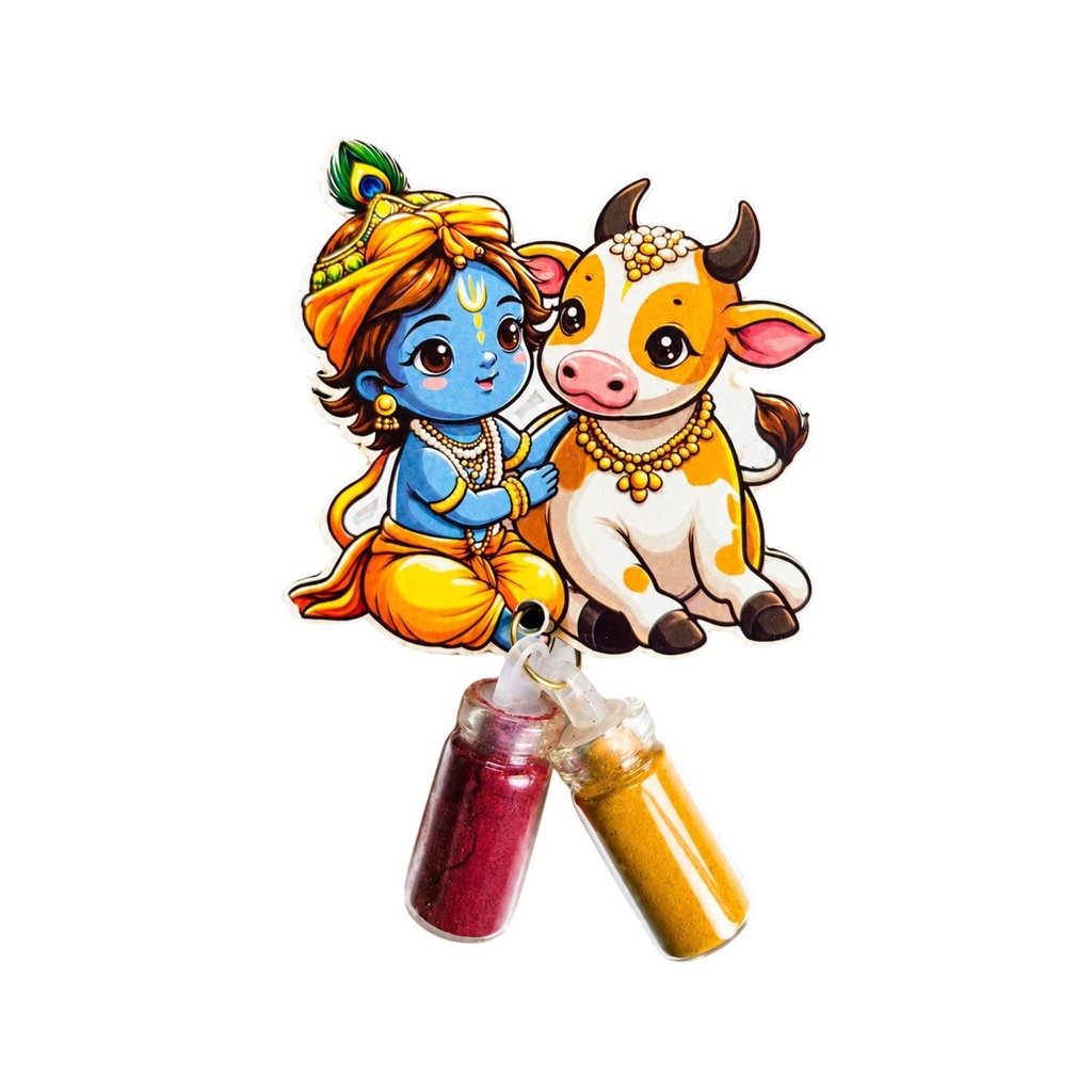 Baby Krishna MDF Manjal kumkum (With Magnet)