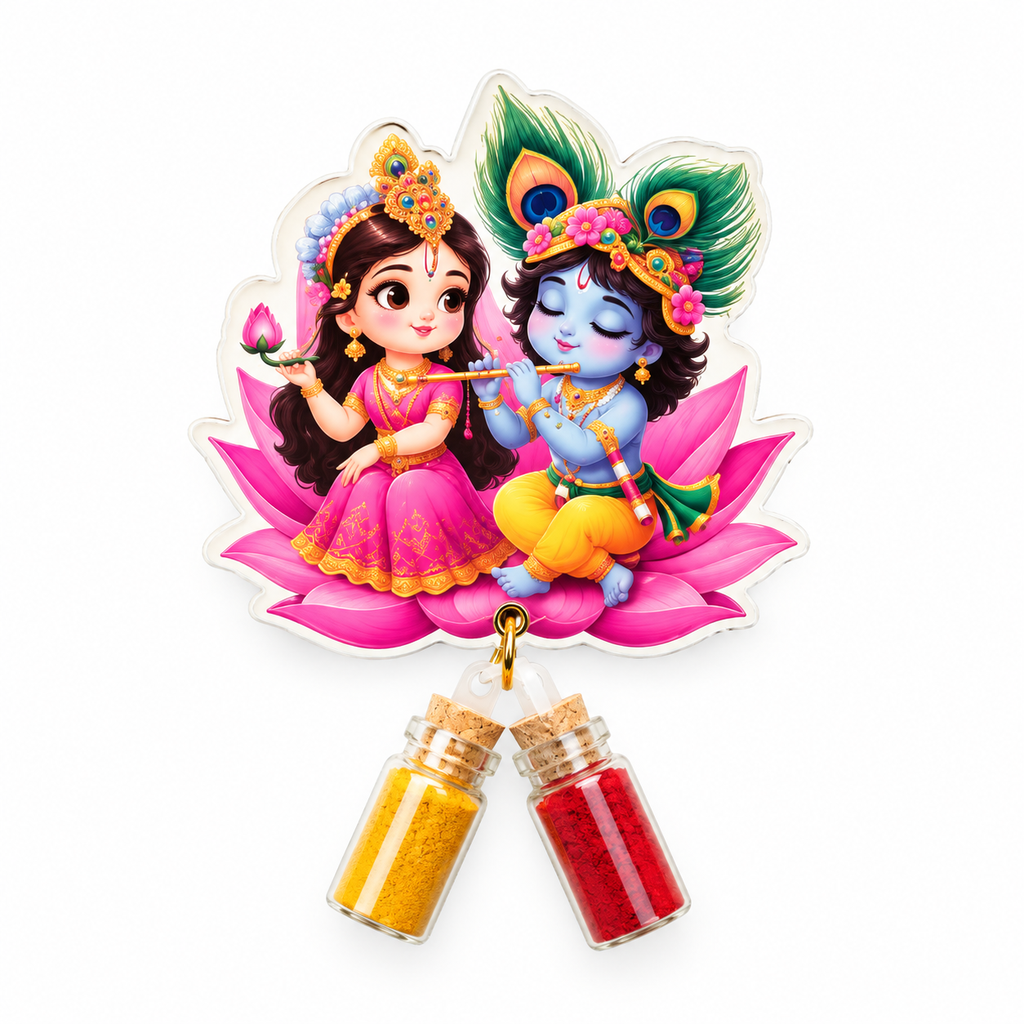 Radha krishna MDF Manjal kumkum (With Magnet)