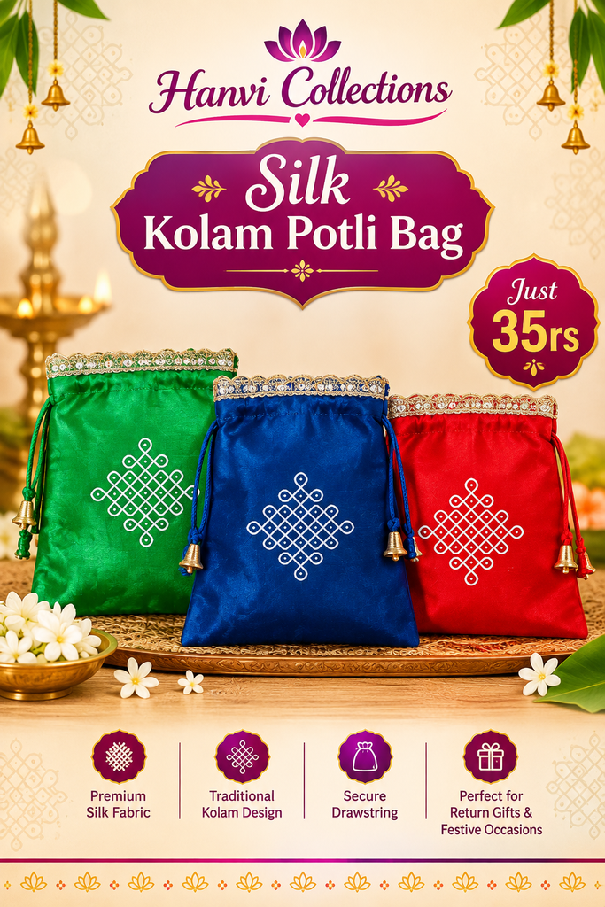 Silk kolam potli bag